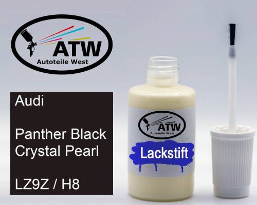 Audi, Panther Black Crystal Pearl, LZ9Z / H8: 20ml Lackstift, von ATW Autoteile West.